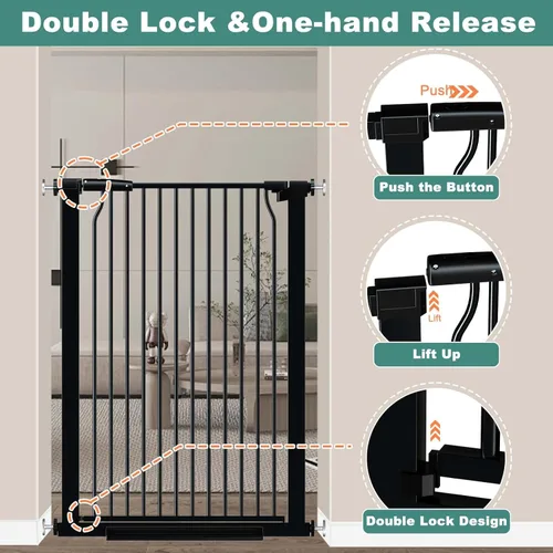 Miniatura 3 de Puerta de bebé extra alta de 40.5 pulgadas para puertas, puerta extra ancha para mascotas de 40.6 a 49.1 pulgadas, sin taladro, barrera de espacio