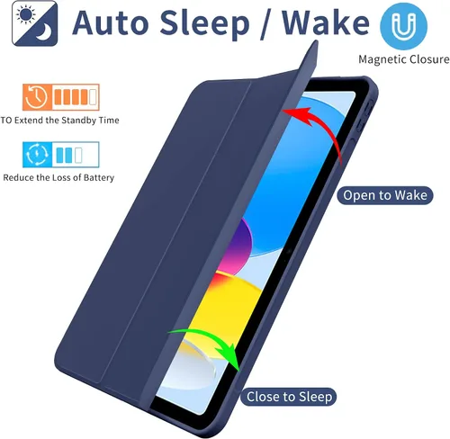 Miniatura 4 de ProtUTab Funda para iPad de 10ª generación, funda de activación y suspensión automática para iPad de 10ª generación, funda delgada con soporte