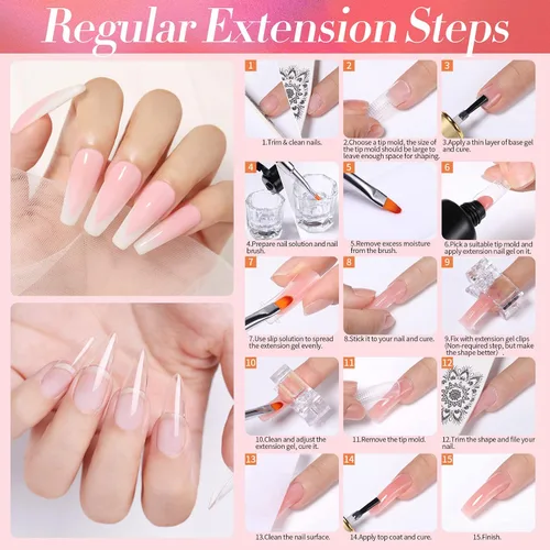 Miniatura 9 de Born Pretty Kit de 28 esmaltes de uñas de gel de gelatina con lámpara de uñas UV de 48 W, 12 colores, rosa gelatina, nude, neutro, juego de esmalte