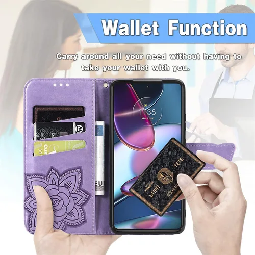 Miniatura 4 de CCSmall Funda tipo cartera para Xiaomi Redmi 10A para mujeres y niñas, con diseño floral en relieve de mariposa de PU de cuero con ranura
