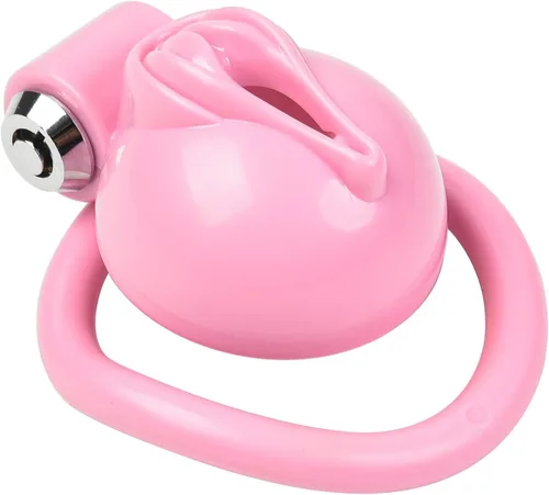 Miniatura 4 de Jaula de castidad masculina rosa – Jaula para pene con 5 anillos, resina transpirable, diseño de nailon ligero, equipo de bondage y accesorios