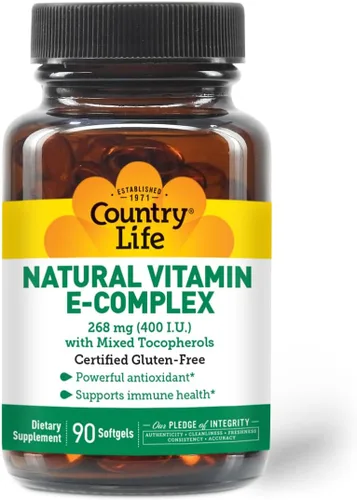 Country Life Vitamina E Complejo 400 UI – Tocoferoles mixtos naturales – Antioxidante y apoyo inmunológico – Promueve la salud de la piel y combate