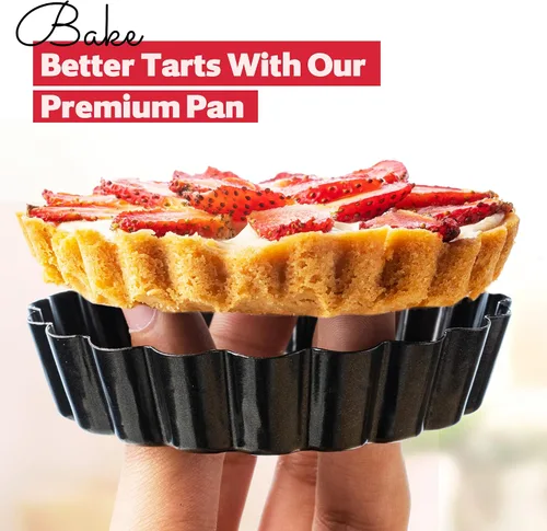 Miniatura 4 de Paquete de 8 Mini Moldes para Tartas de 4 Pulgadas con Fondo Extraíble Redondos Antiadherentes Profundos para Quiche, Resistentes, Perfectos