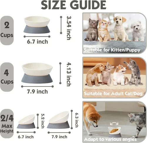 Miniatura 3 de Cuenco de comida de bulldog francés, cuenco inclinado para agua y comida de pug para gatos, comedero para perros pequeños, cachorros y gatos de cara