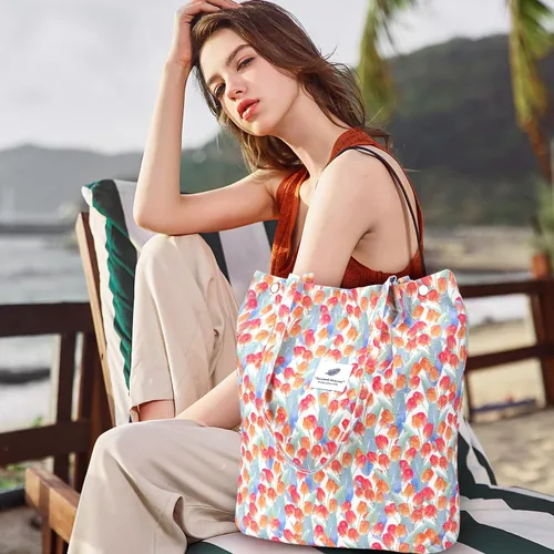 Miniatura 24 de Ayieyill - Bolsa de pana para mujer y niña, con correa de lona para colgar al hombro, bolsa con bolsillo