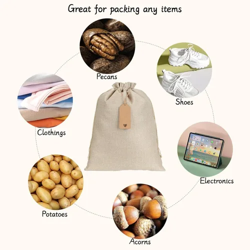Miniatura 3 de Tapleap Bolsas de arpillera con cordón – 10 bolsas de recuerdo originales de 12 x 16 pulgadas para envolver regalos, panes, vino, para graduación