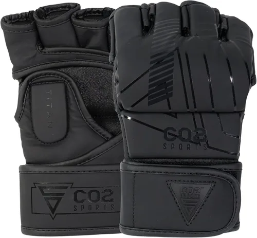 Miniatura 9 de Guantes Titan MMA, diseño híbrido, guantes de entrenamiento de palma abierta para Sparring, Kickboxing, Muay Thai, color negro