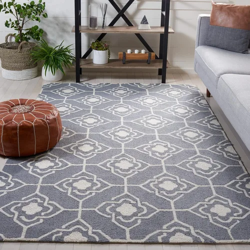 Miniatura 14 de SAFAVIEH Four Seasons Collection FRS233F FRS233F - Alfombra de pasillo floral con gancho a mano, 2 pies 3 pulgadas x 8 pies, color gris y dorado