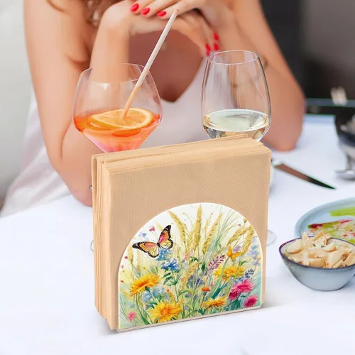 Miniatura 7 de Servilletero rústico con flores silvestres y mariposas para mesas, servilleteros de acrílico transparente, servilleteros de cóctel para cocina