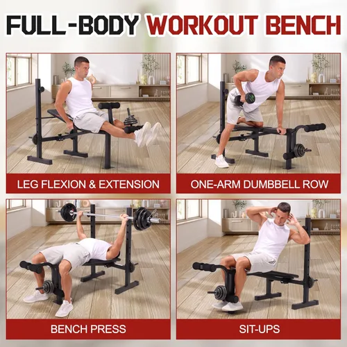 Miniatura 4 de OPPSDECOR Multi-Function Weight Bench Set with Squat Rack Leg Extension & Leg Curl Adjustable Workout Bench for Full Body Fitness Foldable