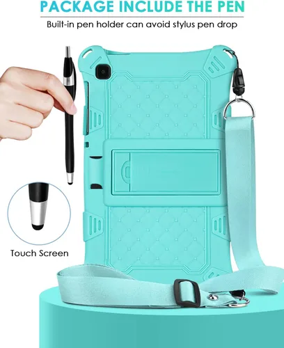 Miniatura 5 de DETUOSI Funda para Samsung Galaxy Tab A7 Lite de 8.7 pulgadas, con lápiz capacitivo y correa para el hombro, funda protectora ligera de silicona
