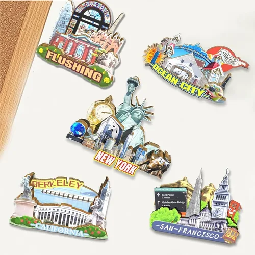 Miniatura 4 de Imán de nevera con imán de Nueva York de Estados Unidos, 3D, monumentos de madera, viajes, coleccionables, recuerdos, decoración hecha a mano
