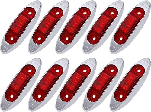 Miniatura 7 de TMH 10 piezas, mini marcador LED (modelo QR) luz ámbar con marco cromado, marcadores LED universales para trailers de camiones, botes, ATV, luces