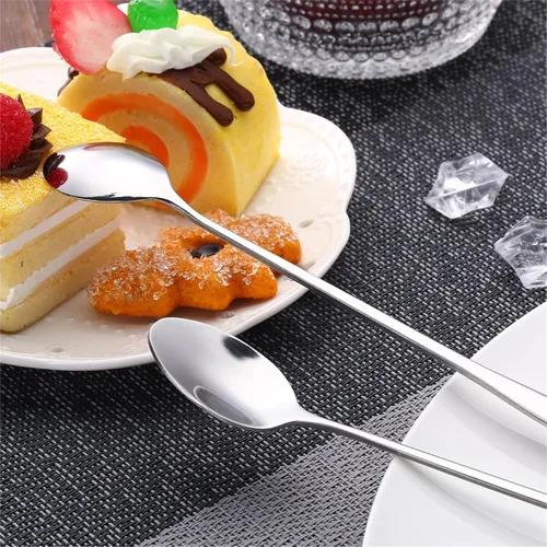 Miniatura 4 de Juego de 8 cucharas mezcladoras de acero inoxidable con mango largo de 7.9 in para café, batidos, jugos, cócteles