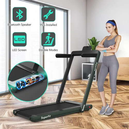 Miniatura 7 de GYMAX Caminadora plegable de 2.25 HP con pantalla LED, control remoto e inteligente de aplicaciones, 2 en 1 para debajo del escritorio, caminadora