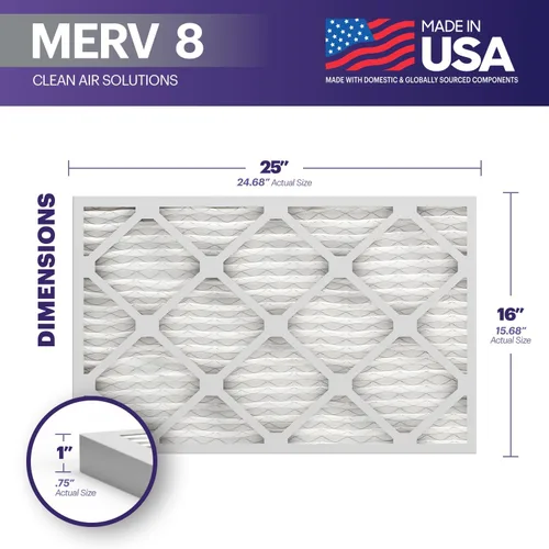 Miniatura 2 de BNX TruFilter - Filtro de aire MERV 8 de 16 x 25 x 1 pulgadas (paquete de 12) – Fabricado en Estados Unidos – Protección contra el polvo