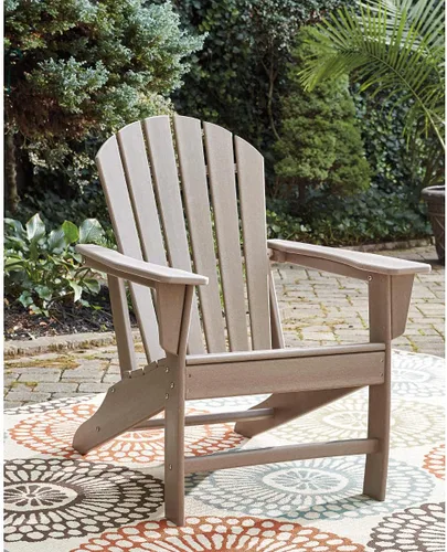 Miniatura 2 de Diseño de autor por Ashley - Silla para patio exterior Sundown Treasure Adirondack de HDPE, color marrón claro