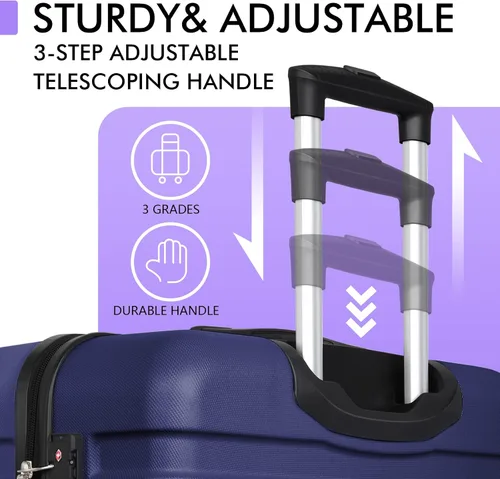 Miniatura 8 de AnyZip Maleta ligera de policarbonato ABS con 4 ruedas universales TSA Lock Azul oscuro