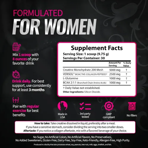 Miniatura 7 de Bold Buns Creatina para mujeres – Suplemento de construcción de glúteos con colágeno y BCAA – Apoya el desarrollo muscular, recuperación después
