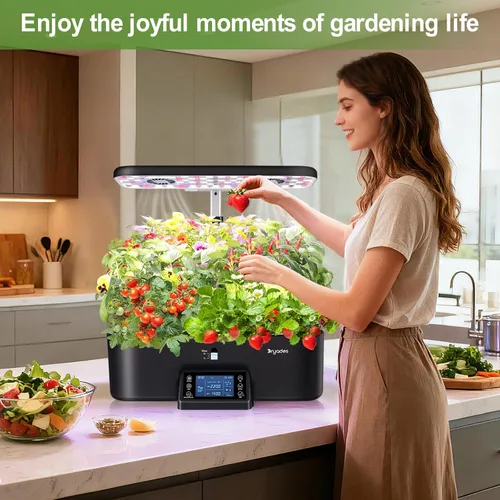 Miniatura 7 de Sistema de cultivo hidropónico de 17 cápsulas con ventiladores duales de 24 W de espectro completo de luz de cultivo y panel de control inteligente