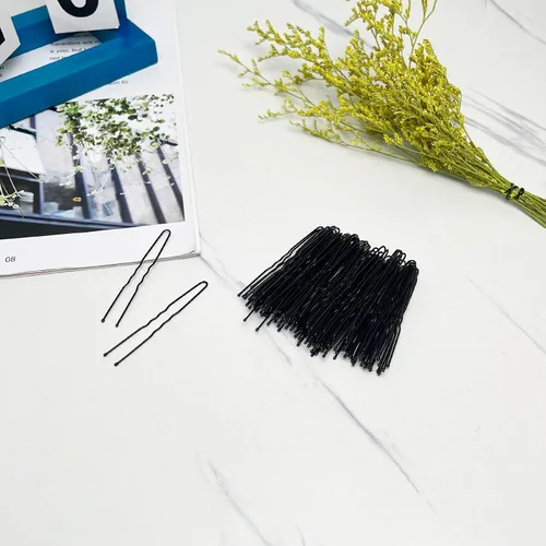 Miniatura 7 de Paquete de 100 horquillas duraderas en forma de U para cabello grueso de mujer, alfileres clásicos negros para peinar, para moños