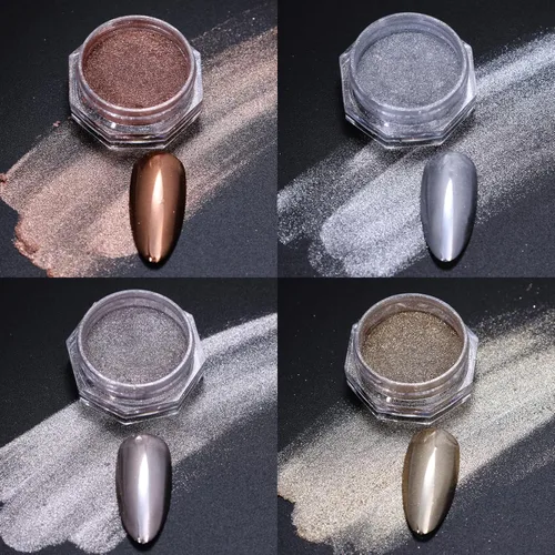 Miniatura 7 de Juego de 24 polvos de uñas cromados – Polvo de pigmento con efecto espejo con purpurina para uñas, manicura de metal camaleón, suministros para uñas
