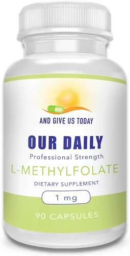 Our Daily Vites L-metilfolato de 1 mg / 1000 mcg de folato activo de máxima fuerza, 5-MTHF, sin relleno, sin gluten, sin OMG, cápsulas vegetarianas