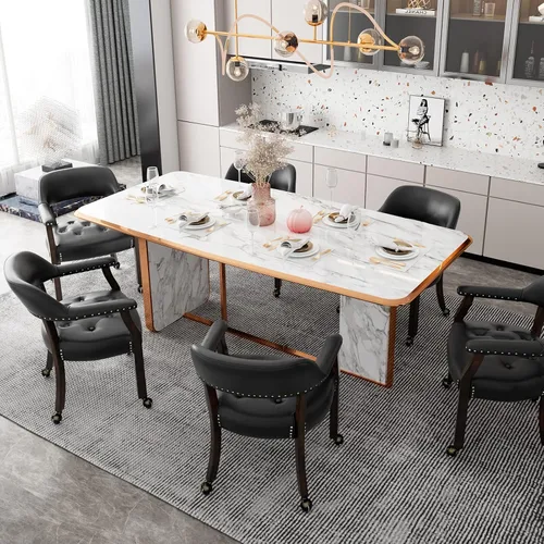 Miniatura 7 de Silla de comedor con ruedas, sillas de capitán con rodillos, juegos de dinette, sillas de póquer con ruedas, mesa de cocina, sillas rodantes, silla