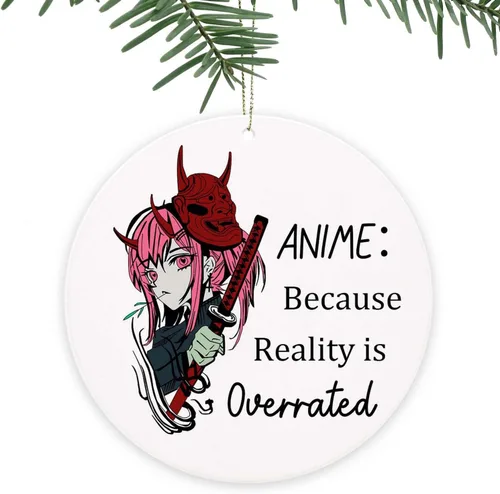 Adorno de Navidad de anime, la realidad está sobrevalorada, divertido recuerdo navideño para colgar en el árbol de Navidad, regalo para amigos,