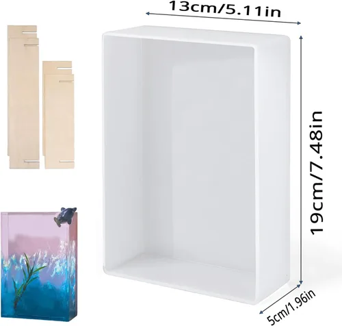 Miniatura 2 de Moldes Rectangulares Grandes de Silicona para Resina, Molde Profundo de Epoxi con Soporte de Marco de Madera para Preservación de Flores DIY
