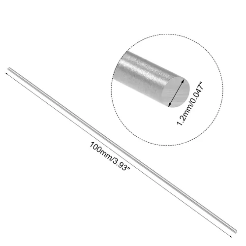 Miniatura 2 de uxcell 20 varillas redondas de metal de acero, 0.047 in x 3.937 in de acero de alta velocidad (HSS) herramienta de stock, para engranajes de eje