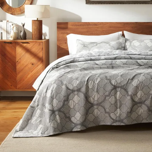 Miniatura 9 de SLEEP ZONE Juego de edredón de jacquard geométrico, tamaño individual/individual XL, 2 piezas, ultra suave, ligero con 1 funda de almohada, juego