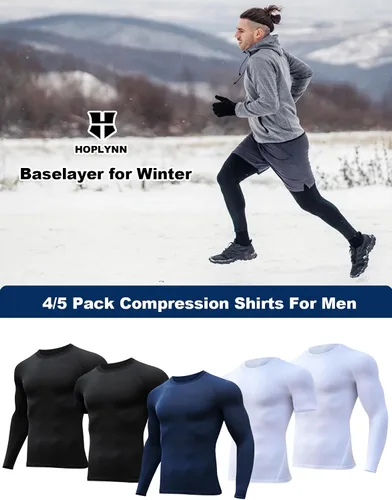 Miniatura 5 de HOPLYNN Paquete de 45 camisetas de compresión de entrenamiento para hombre, manga largacorta, camiseta atlética para deportes