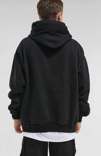 Miniatura 3 de Sudaderas con capucha de forro polar para hombre, sudaderas con cuello vuelto, sudaderas casuales para otoño e invierno, ajuste holgado con bordado