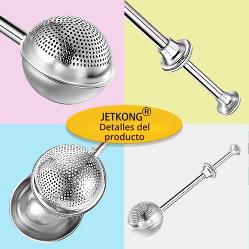Miniatura 6 de JETKONG Agitador de azúcar en polvo dispensador de harina con mango de resorte de acero inoxidable 18/8 para harina de azúcar y especias Plateado