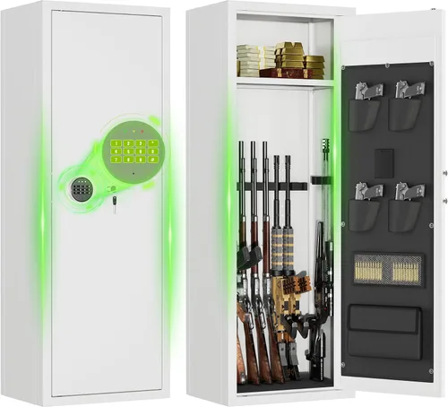 Miniatura 16 de Greenvelly 14-16 Caja fuerte para rifles y pistolas, caja fuerte para rifles con cerradura de teclado, gabinete para armas de fuego para rifles