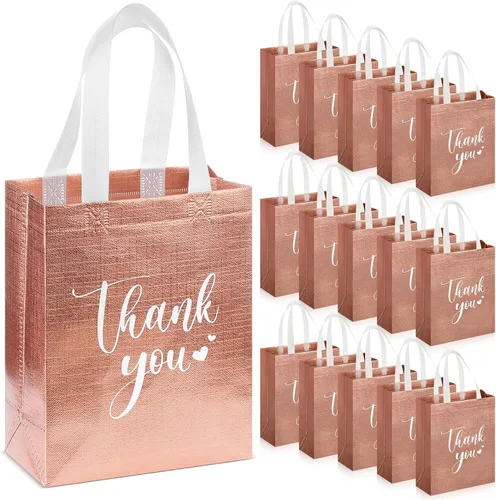 Miniatura 23 de Sweetude 30 Bolsas de Regalo de Agradecimiento con Asas a Granel Bolsa de Dulces Reutilizable No Tejida Plegable Bolso de Mano para Regalos