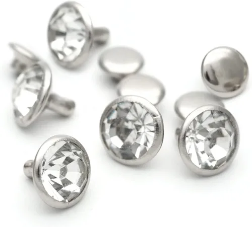 CRAFTMEMORE 50 juegos de remaches de diamantes de imitación transparentes blancos con diamantes de imitación rápidos para decoración de bricolaje,