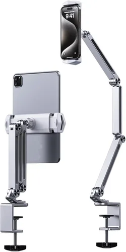 Miniatura 3 de Soporte de tableta plegable Soporte de tableta Soporte flexible ajustable para tabletas con rotación de 360 grados para teléfono móvil Plata