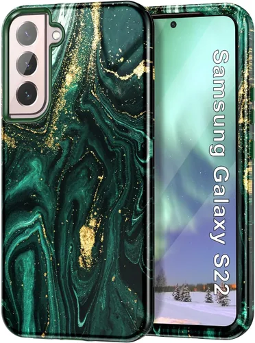 Miniatura 12 de Btscase Funda para Samsung Galaxy S22 5G de 6.1 pulgadas, Patrón de Mármol 3 en 1 Resistente de Servicio Pesado Cuerpo Completo Robusto PC Duro +