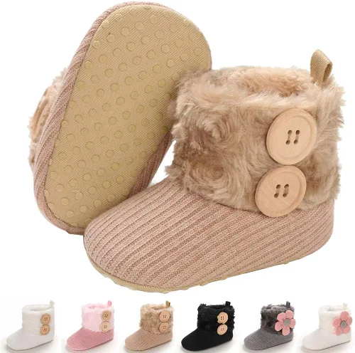 E-FAK Botas para bebé niño y niña, zapatos para recién nacidos, con lazo para nieve, antideslizantes, suela suave, cálidos, para niños pequeños