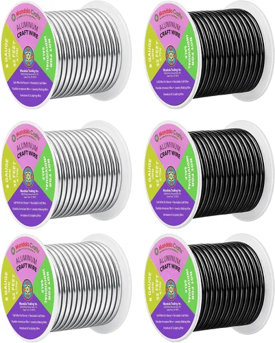 Miniatura 280 de Mandala Crafts - Alambre de aluminio anodizado de 8 calibre para hacer joyas - 9.75 m de alambre flexible negro colorido - Flexible para bonsái