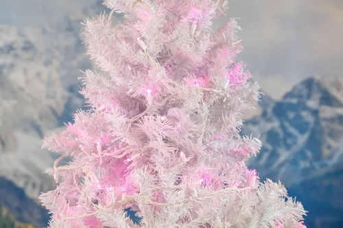 Miniatura 5 de Novelty Lights Guirnalda de luces de Navidad de 25 pies, 50 bombillas LED rosas en cable blanco, espacio de 6 pulgadas, iluminación conectable