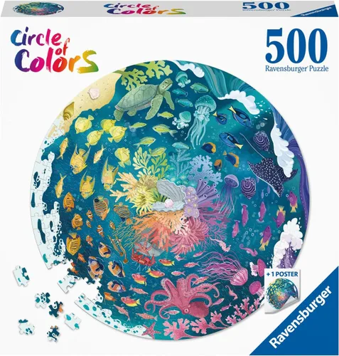 Miniatura 2 de Ravensburger Circle of Colors: Ocean - Rompecabezas redondo de 500 piezas Actividad atractiva para niños y adultos Calidad premium Prácticas