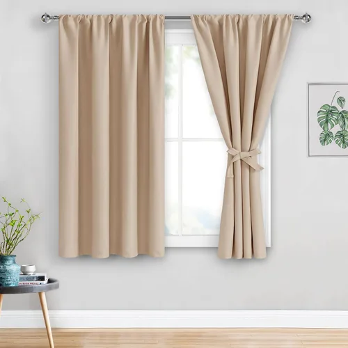 JIUZHEN Cortinas opacas para dormitorio, con aislamiento térmico y bolsillo para barra, cortinas para sala de estar, juego de 2 paneles de 38 x 45