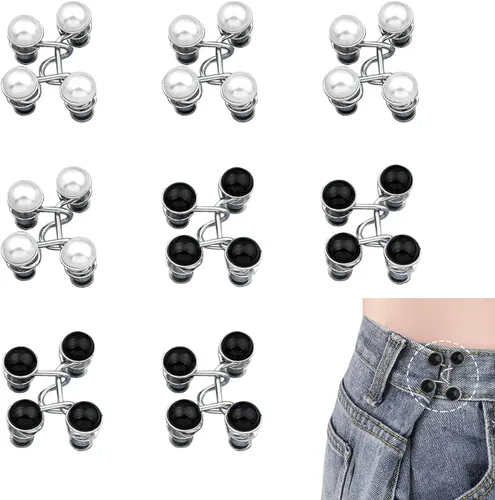 Miniatura 7 de Juego de 6 tensores de cintura para pantalones, juego de hebilla de cintura ajustable, botones de mezclilla, clip de ajuste sin costura a