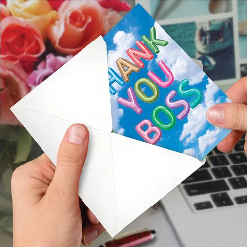 Miniatura 6 de The Best Card Company Boss Thank You - Tarjeta de felicitación con sobre de 5 x 7 pulgadas, 1 tarjeta, (no 3D o elevado) mensajes inflados