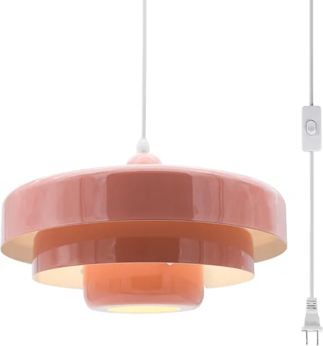 Lámpara Colgante Rosa con Enchufe, Luz Colgante Moderna de Mediados de Siglo, Accesorios de Lámpara Colgante, Luz Colgante de Estilo Nórdico,