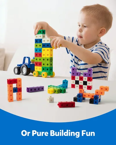 Miniatura 4 de Coogam Manipulativos de matemáticas, juego de matemáticas para niños de 3 a 8 años con cubo de enlace a presión de conteo de números, tarjetas
