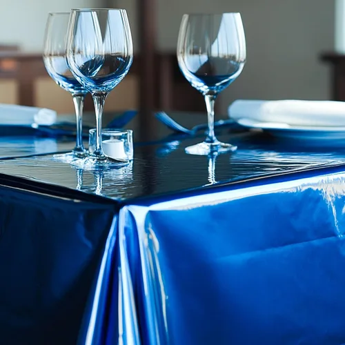 Miniatura 3 de PartyWoo 3 piezas de mantel de mesa de plástico desechable, 54 x 108 pulgadas, mantel rectangular impermeable azul para mesas de 6 a 8 pies, mantel